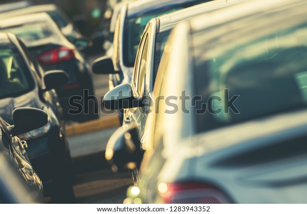 Car Parking Full of Vehicles. Automotive and\
Transportation Industry\
Concept.