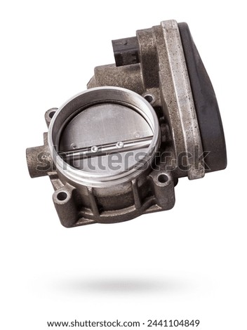 Car part engine throttle valve opened by the gas pedal to supply more air to the engine. Spare parts catalog for vehicles from the junkyard.