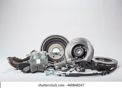 Car Parts On A Gray Background