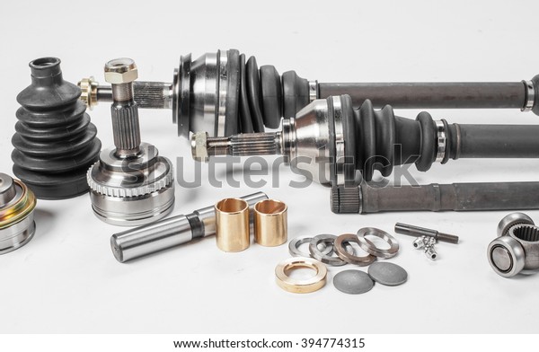 car parts on a white
background