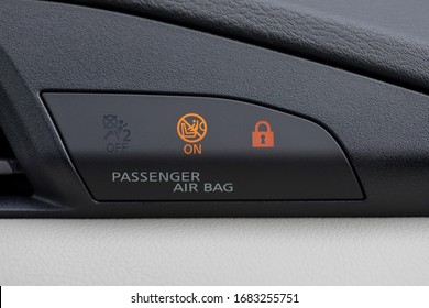 Car Passenger Airbags Warning Lights Tag, Modern Car Safety Feature.