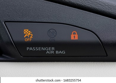 Car Passenger Airbags Warning Lights Tag, Modern Car Safety Feature.