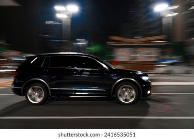 A car passing by the streets in Sao Paulo, Brazil. Photography Panning technique
