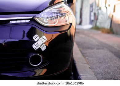 Car With Plasture Bumper Sticker.