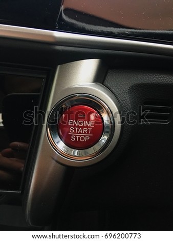 Car push start engine button.