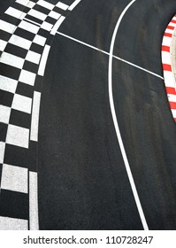 Car Race Asphalt And Curb On Monaco Montecarlo Grand Prix Street Circuit