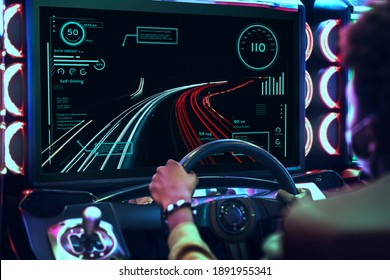 Car Racing Video Game At An Arcade