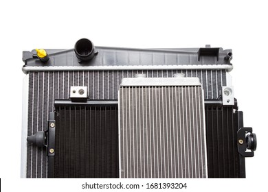 car radiator heater isolated on white background. spare cooling system of internal combustion engine - Shutterstock ID 1681393204