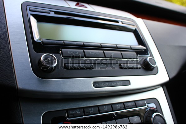 car radio in the
dashboard of a modern car