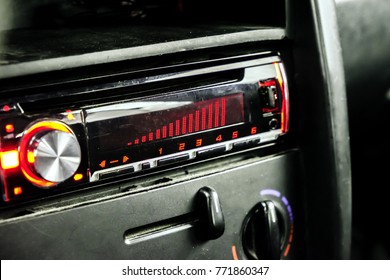 Car Radio Front Volume Closeup