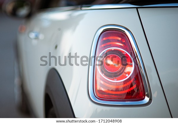 Car rear light. Back side view. Selective focus on\
stop light.