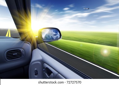 Car And Rear View Mirror