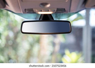 Car rear view mirror inside the car with  clipping path.