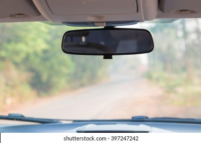Car rear view mirror inside the car. - Shutterstock ID 397247242