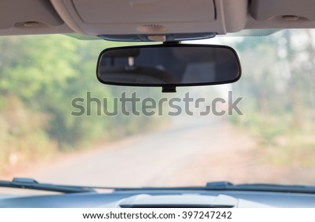 Car rear view mirror inside the car.