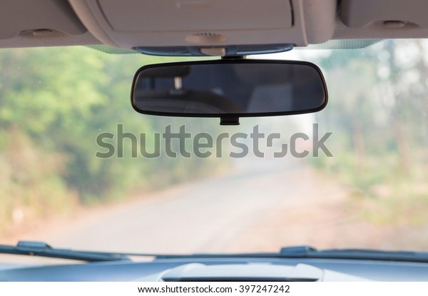 Car rear view mirror
inside the car.