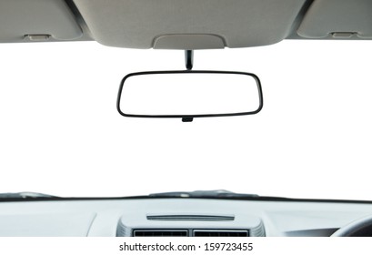 Car rear view mirror isolated on white.