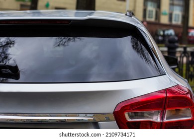 Car rear window mockup for stickers mock up outdoors, Places For Your Design, Car decal