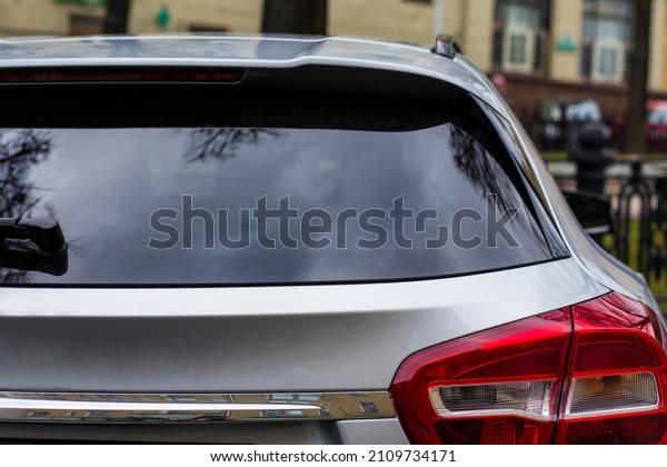 Car rear window mockup for stickers\
mock up outdoors, Places For Your Design, Car\
decal