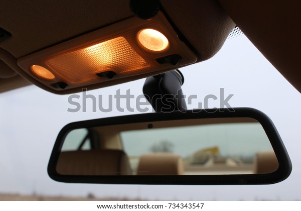 Car rearview mirror with\
lights