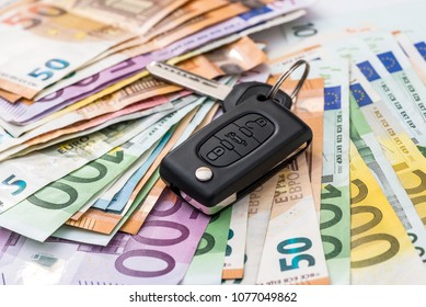 Car Rent Or Purchasing, Euro Money With Keys