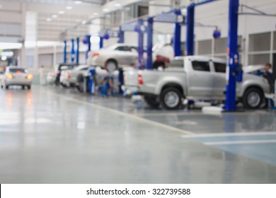 Car Repair Service Center Blurred Background