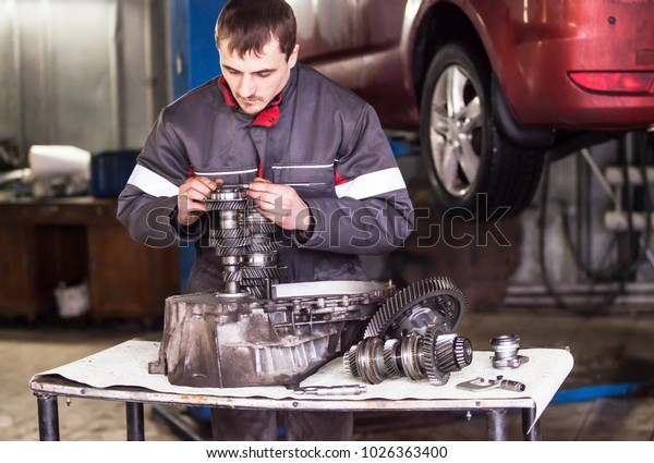 car repair at a car\
workshop