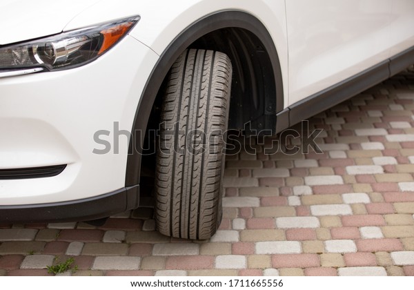 Car rim\
detail. Car wheel close up. selective\
focus.