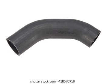 Car Rubber Intake Hose Isolated On White Background. Intercooler Pipe Which Is Placed In The Air Flow Between The Turbocharger And The Engine Intake