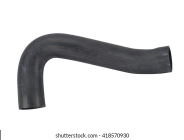 Car Rubber Intake Hose Isolated On White Background. Intercooler Pipe Which Is Placed In The Air Flow Between The Turbocharger And The Engine Intake