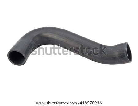 Car Rubber intake hose isolated on white background. Intercooler pipe which is placed in the air flow between the turbocharger and the engine intake