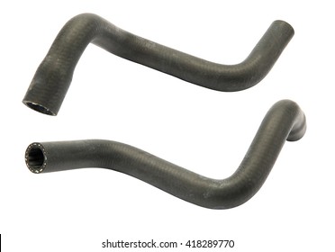 Car Rubber Intake Radiator Hose Isolated On White Background. Intercooler Pipe Which Is Placed In The Air Flow Between The Turbocharger And The Engine Intake