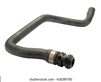 Car Rubber Intake Radiator Hose Isolated On White Background. Intercooler Pipe Which Is Placed In The Air Flow Between The Turbocharger And The Engine Intake