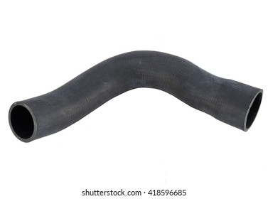 Car Rubber Intake Radiator Hose Isolated On White Background. Intercooler Pipe Which Is Placed In The Air Flow Between The Turbocharger And The Engine Intake