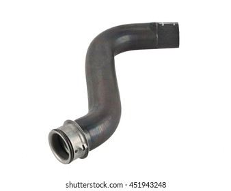 Car Rubber Intake Radiator Hose Isolated On White Background. Intercooler Pipe Which Is Placed In The Air Flow Between The Turbocharger And The Engine Intake