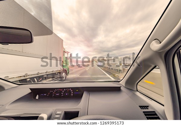 Car running on a
highway