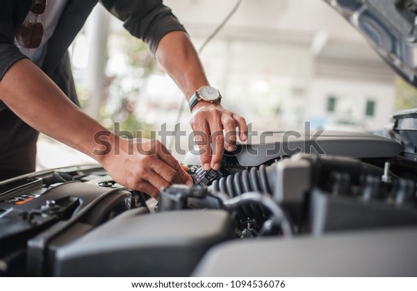 Car safety\
inspection and check engine\
accessories