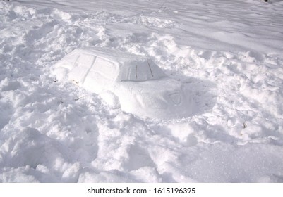 Car Sculpture Made Of Snow