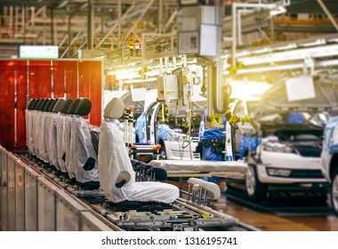 Car Seat Installation Line In A Car Manufacturing Plant