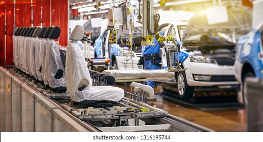 Car Seat Installation Line In A Car Manufacturing Plant