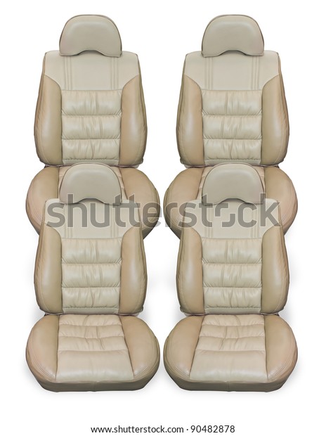 Car seats brown leather isolated on white.\
With Save path for Change the\
background