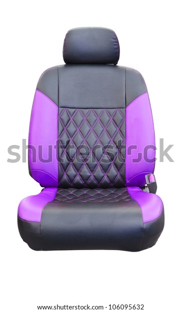Car seats purple leather isolated on white with\
clipping path