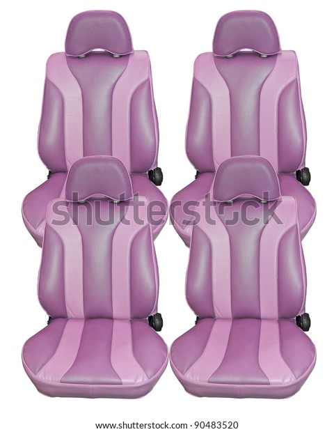 Car seats purple leather isolated on\
white. With Save path for Change the\
background