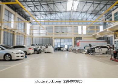 car service centre auto repair body paint workshop blurred background
