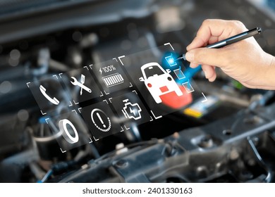 Car service check concept, Technician recommended an inspection checklist and point checking for basic abnormalities before using it yourself, Standard safety use the car, Smart work of car service - Powered by Shutterstock