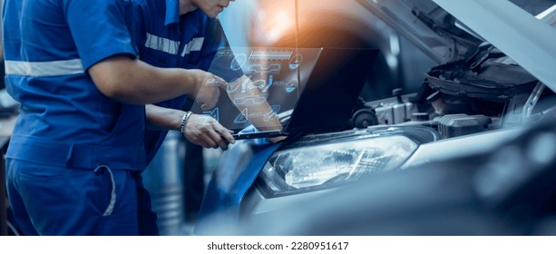 car service maintenance and digital technology interface icons.  - Shutterstock ID 2280951617