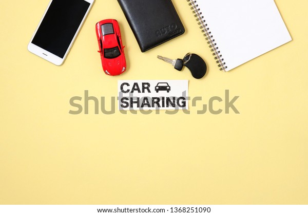 Car\
sharing concept. Text sign \