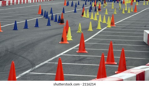 Car Slalom Race Course Circuit