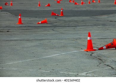 Car Slalom Race Course Circuit Speed Circuit. Red Pepper Close-up Texture Background. Auto  Slalom