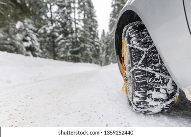 car with snow chains